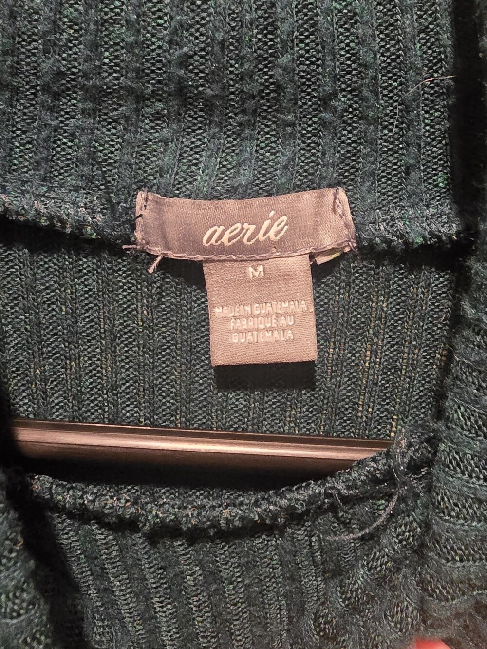 aerie Ribbed Teal Lightweight Cowl Neck Sweater Medium - Picture 6 of 7